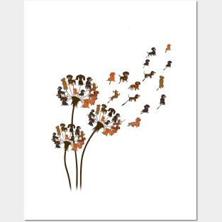 Dandelion Dachshund Flower Cute Dog Posters and Art